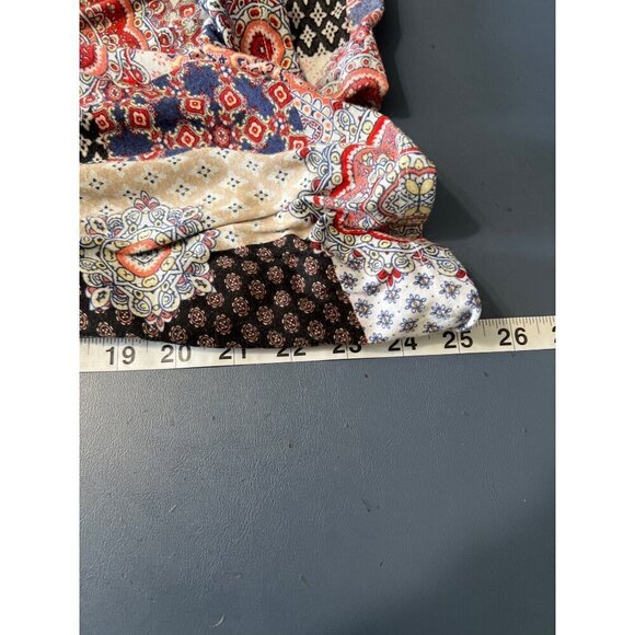 Patchwork Print Boho Top With Lace Ruffle Sleeves Bobbie Brooks Large Lagom - Picture 5 of 11